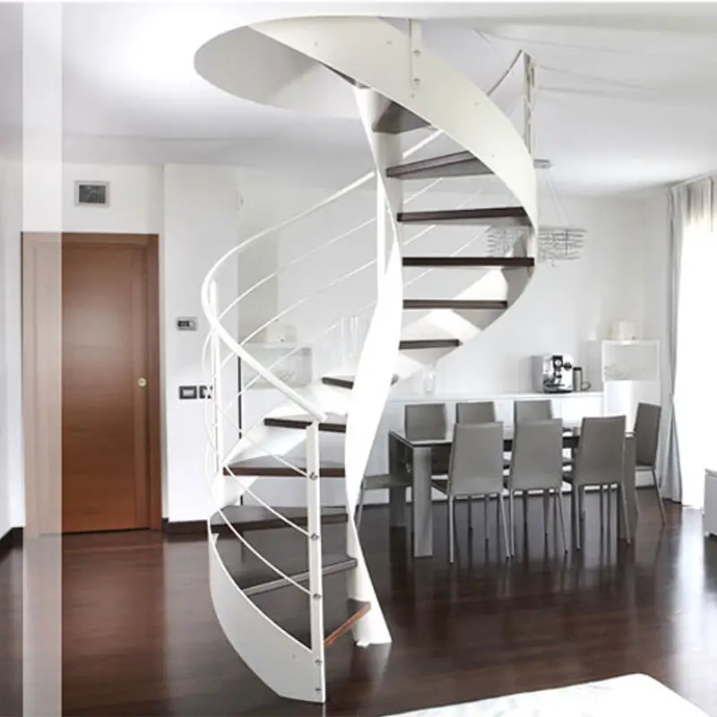 Double keel spiral stairs circular metal indoor staircase designs