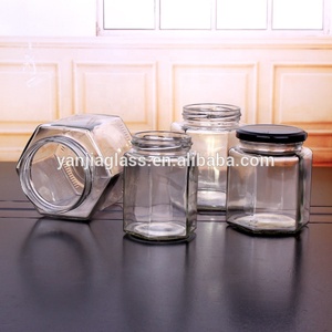 Özel 4oz 6oz 120ml altıgen cam kavanoz havyar reçeli siyah petek ile metal büküm kap - Product Image 6