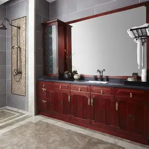 2014 Thiết Kế Mới Lớn Bằng Gỗ Phòng Tắm Vanity Antique Vanity Dresser Với Gương