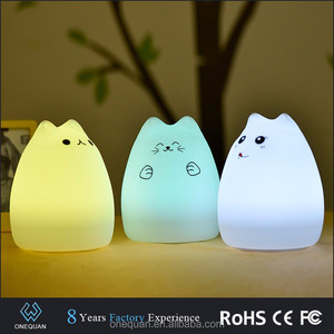 El mejor popular sensor inHome del tacto del silicón del CAT llevó la luz de la noche 7 colores que cambian la lámpara - Product Image 3