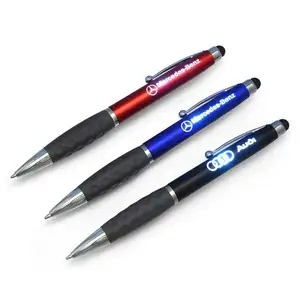 Neue Idee Werbe kunden spezifischer Name weiße Lampe Lichts tift Metall Kunststoff Stylus Stift Licht box Logo Led Kugelschreiber mit Laser gravur