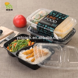 Disposable Black <strong>Plastic</strong> pp Takeaway <strong>square</strong> 3-compartment Bento Lunch Box Food <strong>Containers</strong> - Product Image 4