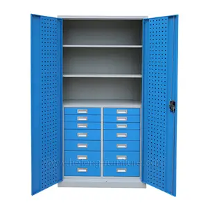 Heavy Duty Tool Storage Cabinet with Drawers and Shelves Workshop Steel Tools Cabinet Electrostatic Powder Coating 3 Years