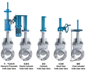 Handwheel Pneumatik Aktuator Listrik DIN JIS GB Standar ANSI Melesat Bonet PN10 Air Knife Gate Valve