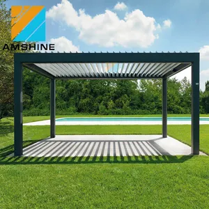 Matahari Shading Remote Control Listrik Atap Pergola Awning dengan Retractable Tirai