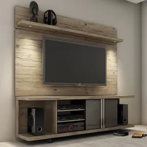 Lumière LED murale <span class=keywords><strong>haut</strong></span> de gamme en bois, placeurs en bois pour meubles <span class=keywords><strong>tv</strong></span>, meubles de télévision avec <span class=keywords><strong>roulettes</strong></span> - Product Image 1