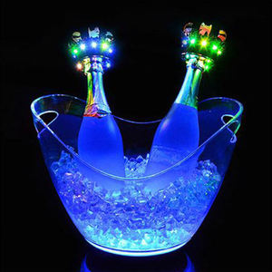 Seau à glace LED en plastique transparent avec logo personnalisé, éclairage changeant de couleur, étanche, pour boîte de nuit, <span class=keywords><strong>4L</strong></span> - Product Image 1