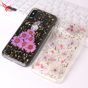 Epoxy transparente de plata de oro de seco real presionado flor Teléfono, caso para iphone 7 6x8 s plus - Product Image 4