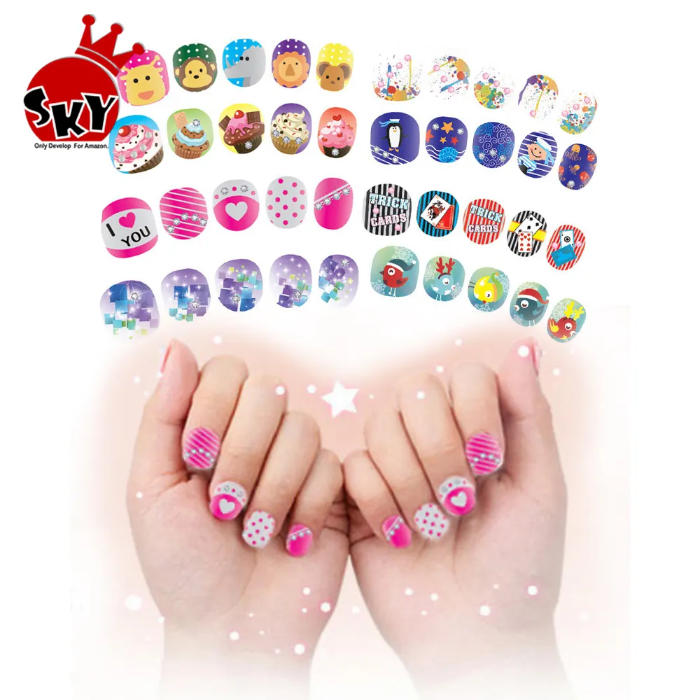 Fille nail art conceptions autocollants bricolage enfants jouets pour enfants manucure autocollant nail art maquillage ensemble pour petite fille