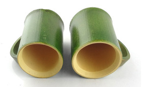 Tazza da caffè in bambù di colore verde naturale con manico - Product Image 5