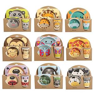 Ensemble de bols pour enfants, <span class=keywords><strong>vaisselle</strong></span> de table créative <span class=keywords><strong>en</strong></span> Fiber de <span class=keywords><strong>bambou</strong></span> antichute pour l'alimentation des enfants, dessin animé séparation <span class=keywords><strong>vaisselle</strong></span> cadeaux - Product Image 4