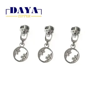 OEM letter logo design silver custom o ring zipper pull