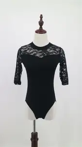 AL00017 Wholesale Fashion Sexy Lace Half Sleeve Adult Women Dance Wear Leotards