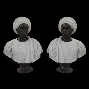 Proveedores de China decorativo mano Africana tallada busto escultura de mármol