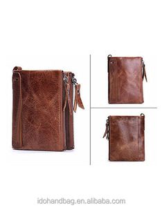 Portefeuille Homme Vintage Tendance en <span class=keywords><strong>Cuir</strong></span> Véritable avec <span class=keywords><strong>Porte</strong></span>-<span class=keywords><strong>Monnaie</strong></span> Euro, Fermeture Ouverte, RFID, Court, Double Poches - Product Image 5