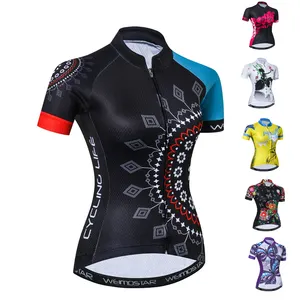 Camisa de manga curta para ciclismo feminina, camisa para bicicleta mtb oem