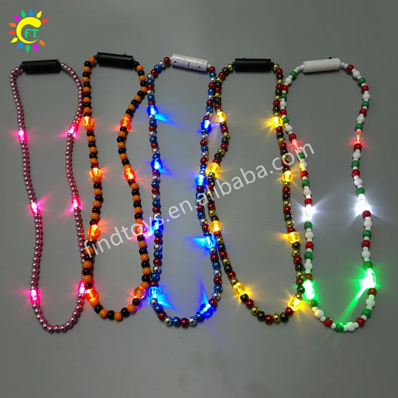 Custom Mardi Gras LED Flashing Beads Necklace Glow in the Dark For Party Supplies