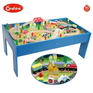 children toys new s style wooden toy Train tracks set with table 2019