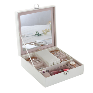 Multifonction de luxe Ornement <span class=keywords><strong>Bijoux</strong></span> Pliable Boîte De Rangement <span class=keywords><strong>avec</strong></span> Grand <span class=keywords><strong>Miroir</strong></span> Cosmétique - Product Image 2
