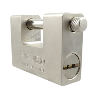 Lucchetto Rettangolare in Acciaio da 74mm Resistente per Magazzino con Catena Argento - Product Image 4