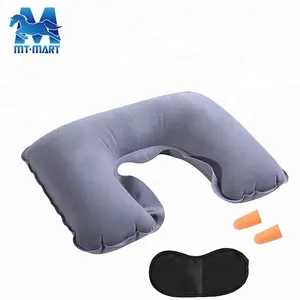 Promotionele Goede Kwaliteit Comfortabele Opblaasbare Reizen Nekkussen Met Oogmasker En Ear Plug