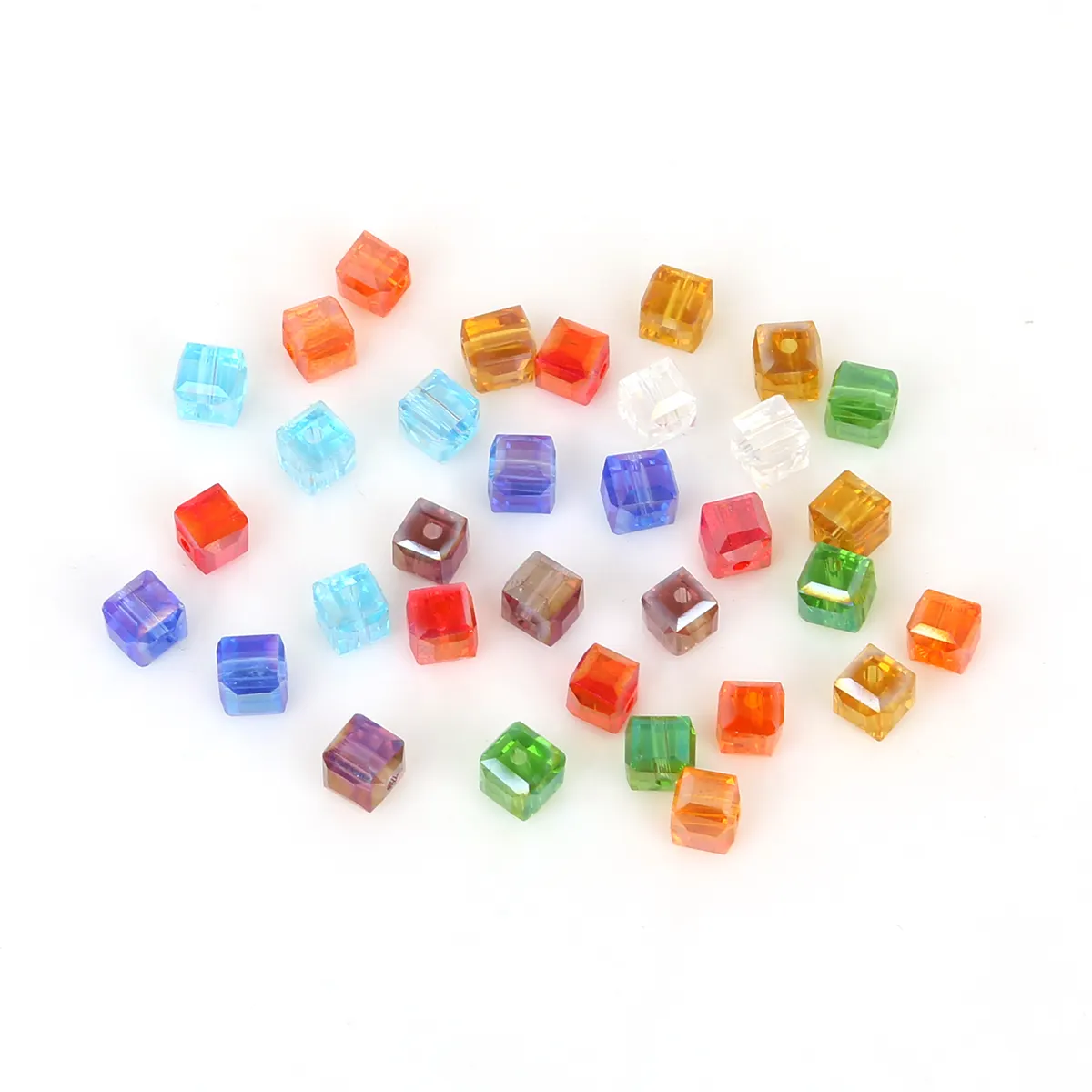 Hot Sale 6Mm/8Mm Multi Warna Kaca Kristal Square Beads untuk Perhiasan Membuat Gelang Kalung DIY Temuan Perhiasan