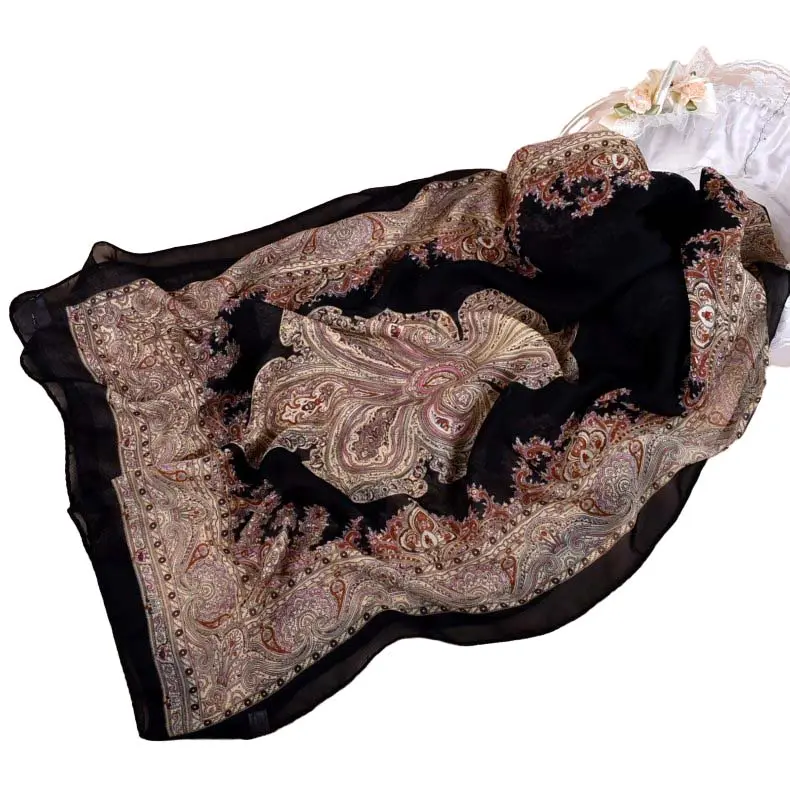 Bufanda de chifón de Cachemira para mujer, pañuelo largo estampado, 24 colores, 155x50
