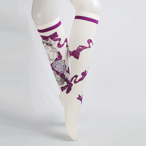 Hot sale fashion print animal over <span class=keywords><strong>the</strong></span> knee young girl tube sexy nylon stockings - Product Image 2
