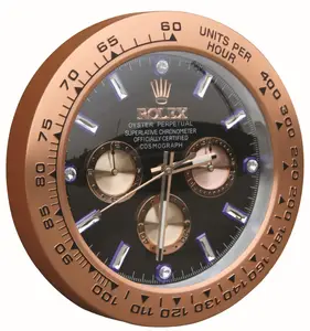 Hause große diamanten rose gold metall dekorative form wand montiert uhr