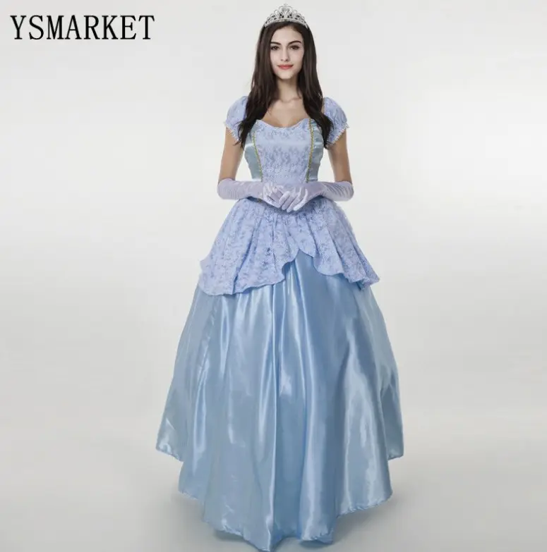 Vestido de princesa de película Sissi, traje de Cosplay de encaje Halter maxi, vestido elegante con patrón para mujer, carnaval/espectáculo/Fiesta, vestido azul E8900