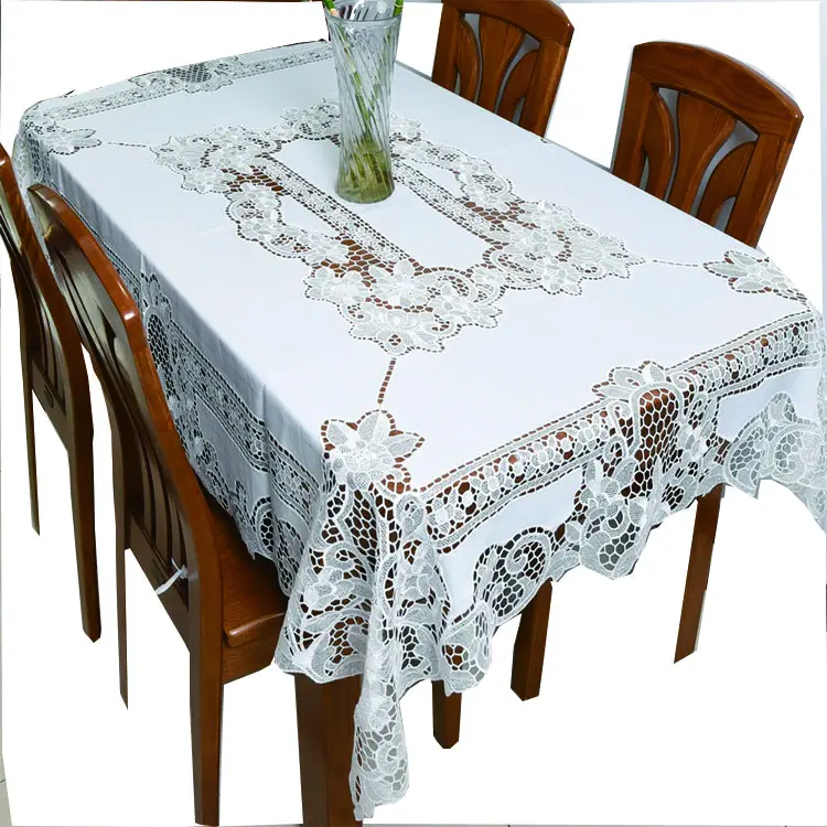 Mantel de encaje bordado a mano para mesa, mantel de Jacquard, bordado a mano, venta al por mayor