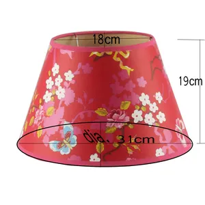 Papel vermelho lamphade circular com cone truncado seda próspero para candeeiro de mesa tremer