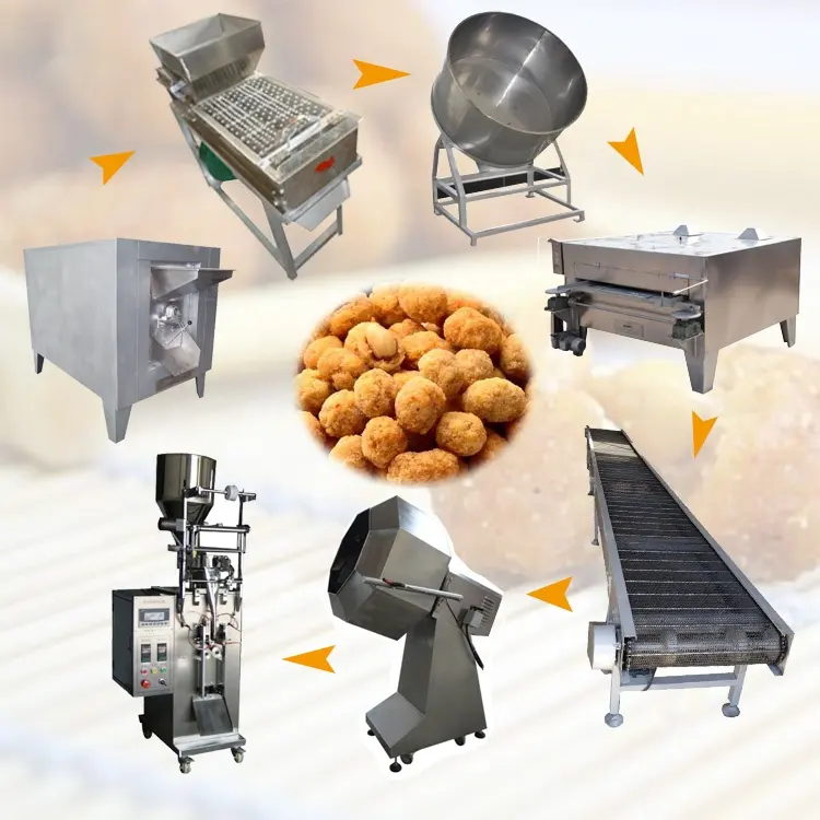 Automatic High Efficiency Japanese Beans Coating Roasting Production Line Snacks Coated Peanut Making Machine