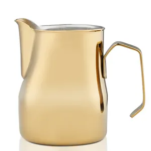 De acero inoxidable leche espuma jarra de Color dorado café jarra para Barista de