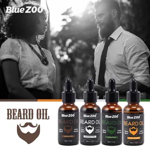 BlueZOO Minyak Jenggot Organik 30Ml, Minyak Jenggot Kustom untuk Pria Perawatan Jenggot-4 Rasa Pilihan