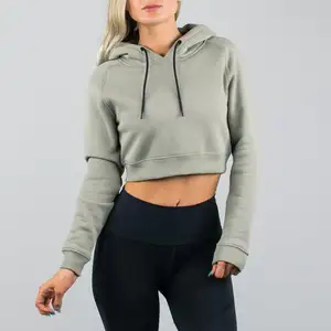 Bán Buôn Thời Trang Đường Phố Áo Nỉ Phụ Nữ Dài Tay Áo Crop Top Phòng Tập Thể Dục Mặc Hoodie