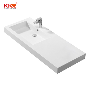 Surface de lavabo en résine personnalisée, pour <span class=keywords><strong>salle</strong></span> de bains moderne, lavabo, évier, pierre acrylique solide, Combo en <span class=keywords><strong>bois</strong></span> massif - Product Image 3