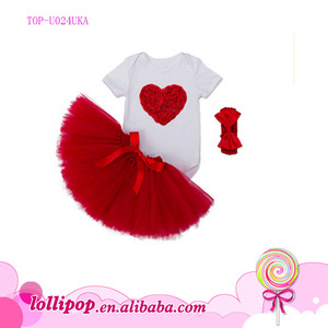 Insieme <span class=keywords><strong>del</strong></span> Regalo appena nato Neonate Giorno di san valentino Soffici Costeggiava hearted Outfit Set Pagliaccetto <span class=keywords><strong>Del</strong></span> Bambino con il tutu Hairbow <span class=keywords><strong>Boutique</strong></span> - Product Image 2