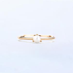 Einfacher Stil vergoldet 925 Sterling Silber stapelbar Mini zierlich winzig Solitaire Süßwasser Perlen ring - Product Image 2