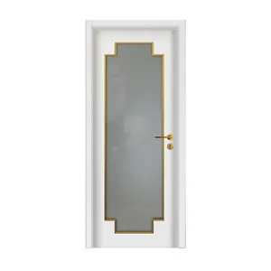 Good Quality Paint Color Wood Veneer wood flush door with glass interior wooden door designs with glass