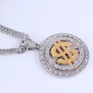 Hot Sale Long Chain Halloween Pimp Gangster Fancy Dress Bing Usd Dollar Coin Pendant Men Necklace