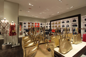 Scaffale di esposizione su misura dei negozi della catena della borsa di modo di progettazione d'interni del negozio al dettaglio di Lady Crossbag - Product Image 4