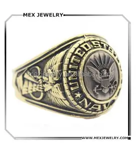 Unique Design 316l Stainless steel US Navy Insignia Ring Bronze Colored Navy Veteran Ring Military Collectibles