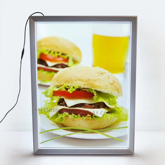 2020 מסעדה תצוגת אלומיניום סנאפר מסגרת תיבת אור led עם תאורה אחורית תפריט לוחות