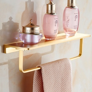 Estante de Baño de Dos Niveles Montado en la Esquina, Moderno, de Latón, con Toallero y Barra para Toallas, para Uso en Hoteles - Product Image 2