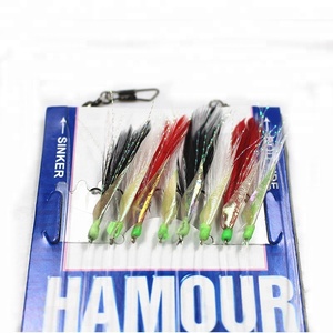 Sabiki-aparejos de pesca de agua salada, 8 anzuelos con piel de pescado <span class=keywords><strong>Real</strong></span>, Señuelos de Pesca, cuentas luminosas - Product Image 5