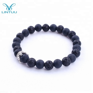 2018 Mode Chaude Bijoux Volcan Lava Mat Onyx <span class=keywords><strong>Pierre</strong></span> Roi Couronne Perle Bracelets - Product Image 2