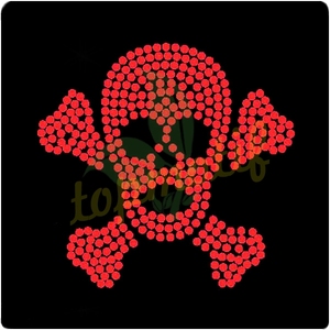 vente en gros strass strass appliques design red skull feuille transferts de chaleur pour les vêtements - Product Image 1