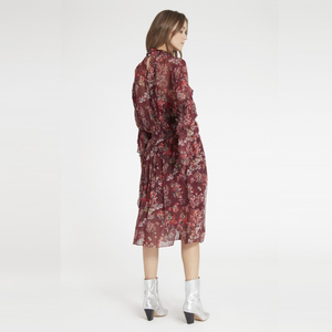 <span class=keywords><strong>Manga</strong></span> larga floral imprimir personalizado gasa <span class=keywords><strong>vestido</strong></span> <span class=keywords><strong>de</strong></span> midi - Product Image 4