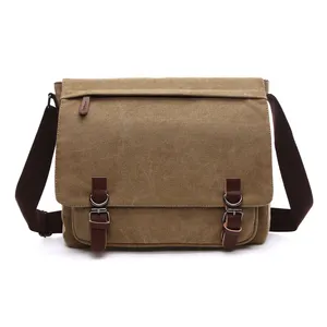 ZUOLUNDUO einfarbige Messenger Laptop tasche Leinwand Umhängetasche Schulter tasche für den Menschen